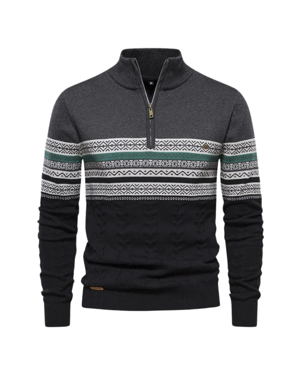 Maglione con zip in cotone Frederico con motivo