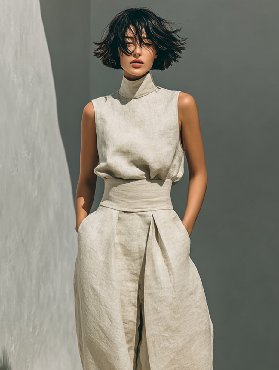 Maria – Completo elegante con canotta e pantaloni a gamba larga per donna