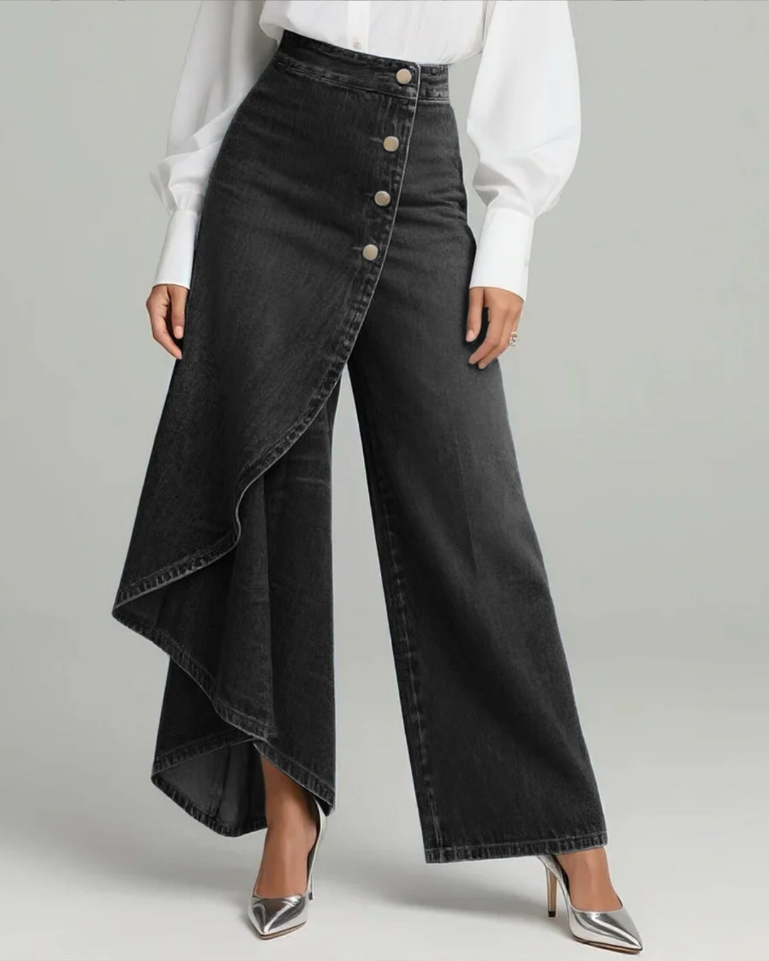 Jeans in denim con chiusura a portafoglio