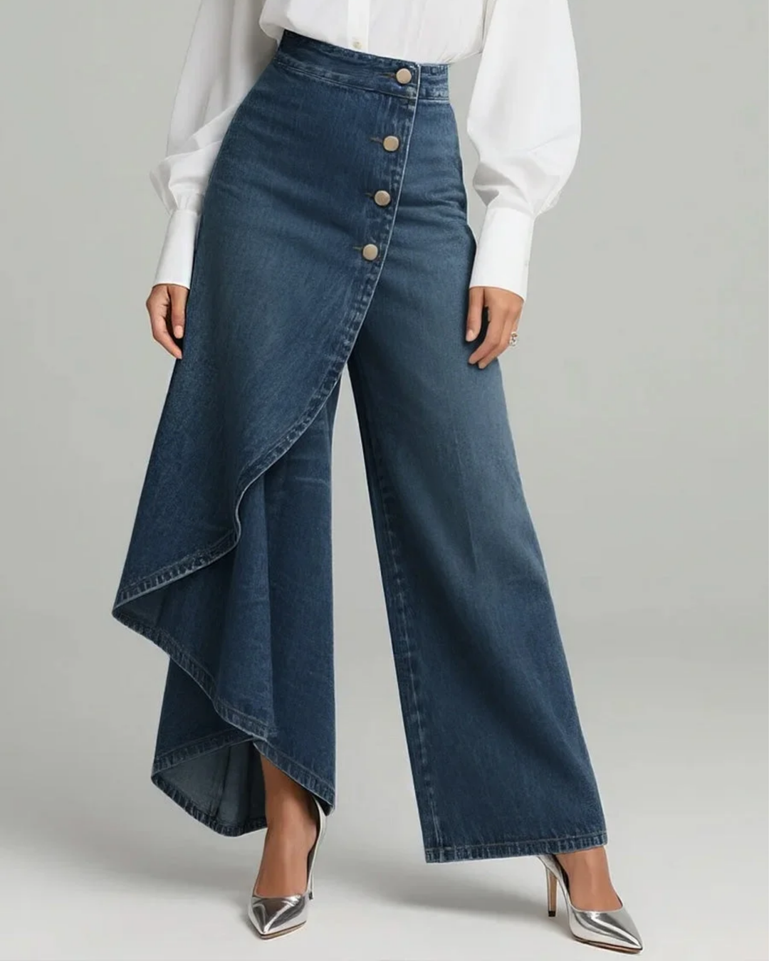 Jeans in denim con chiusura a portafoglio
