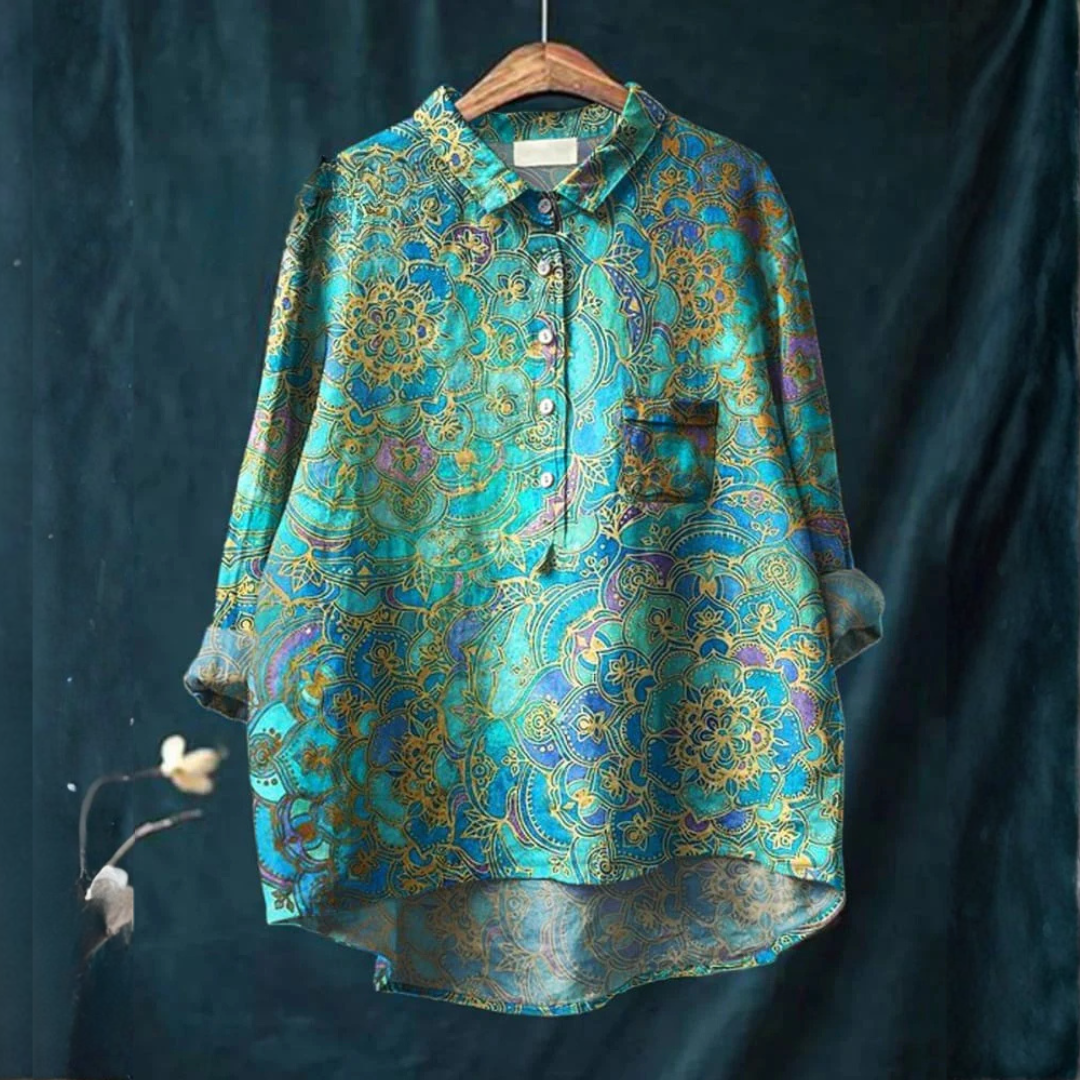 Simona – Camicia in lino fantasia