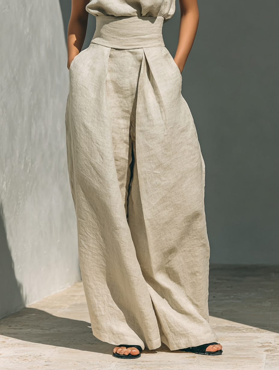 Maria – Completo elegante con canotta e pantaloni a gamba larga per donna