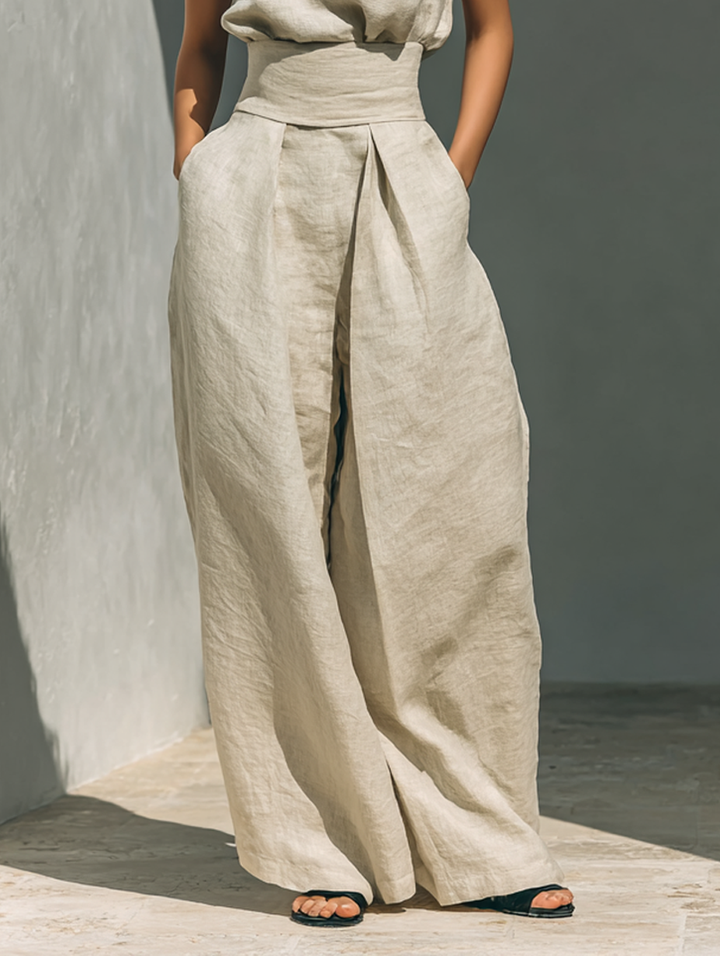 Maria – Completo elegante con canotta e pantaloni a gamba larga per donna