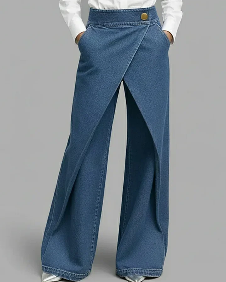 Pantaloni in denim con design a portafoglio