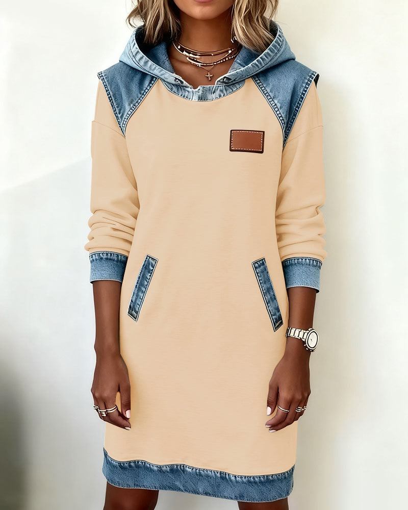 Giada | Abito Casual con Cappuccio e Dettagli in Denim