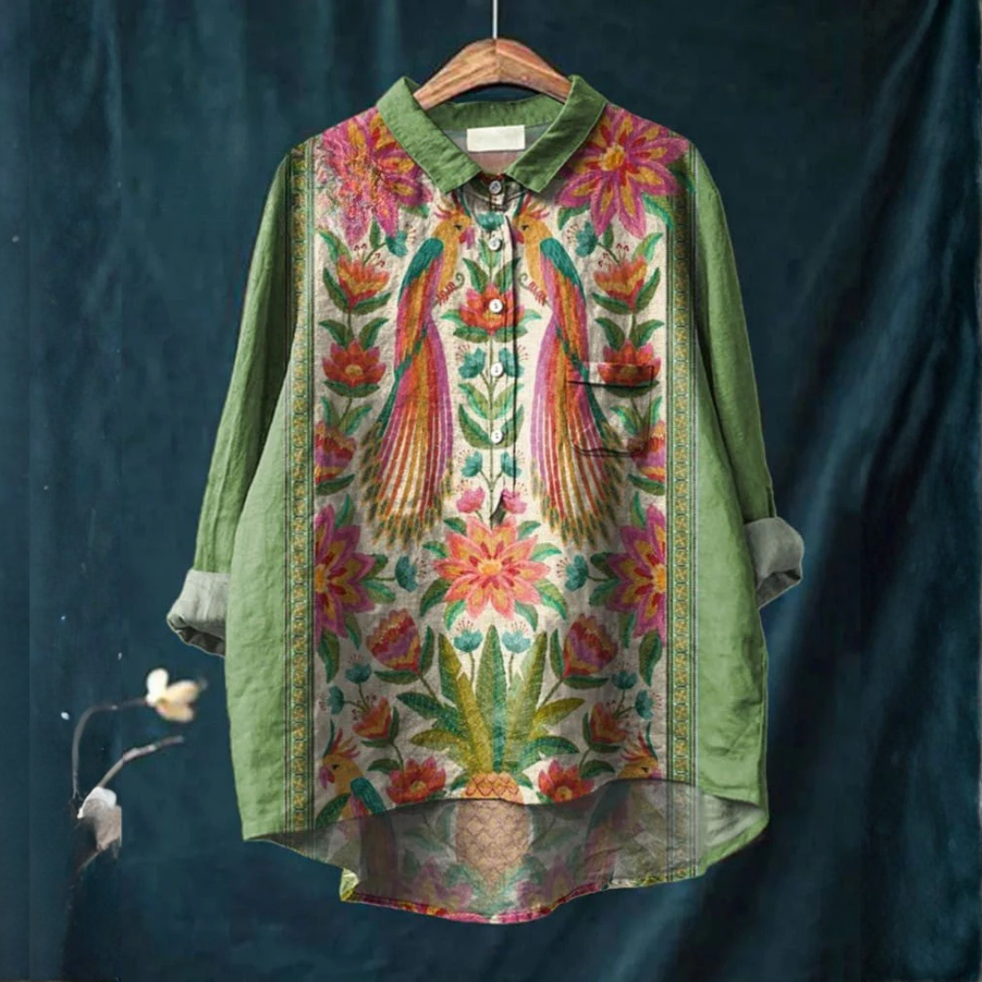 Rachele – Camicia in lino fantasia