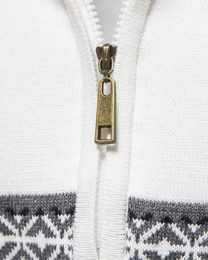 Maglione con zip in cotone Frederico con motivo