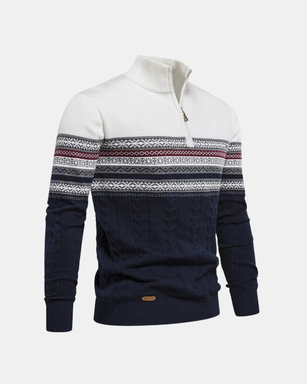 Maglione con zip in cotone Frederico con motivo