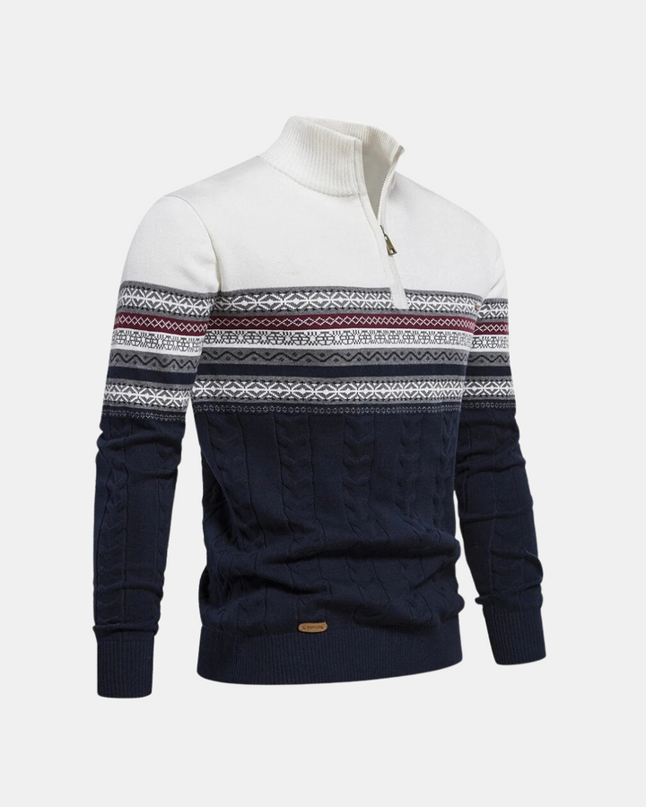 Maglione con zip in cotone Frederico con motivo