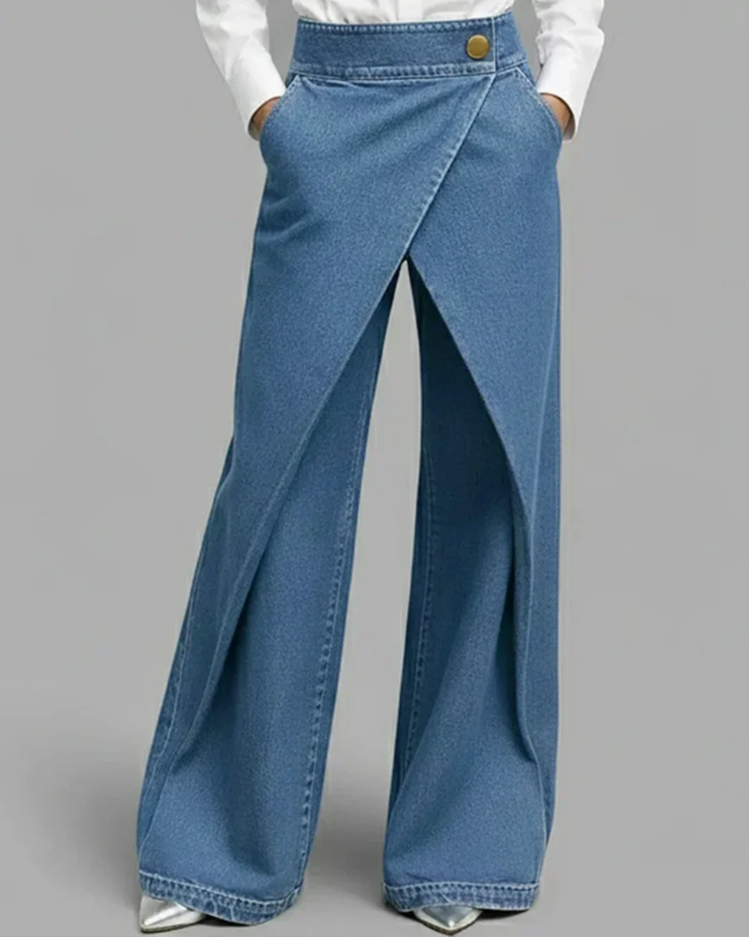 Pantaloni in denim con design a portafoglio