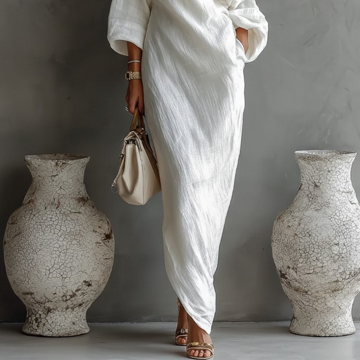 Nerina • Abito maxi monospalla elegante e fluido