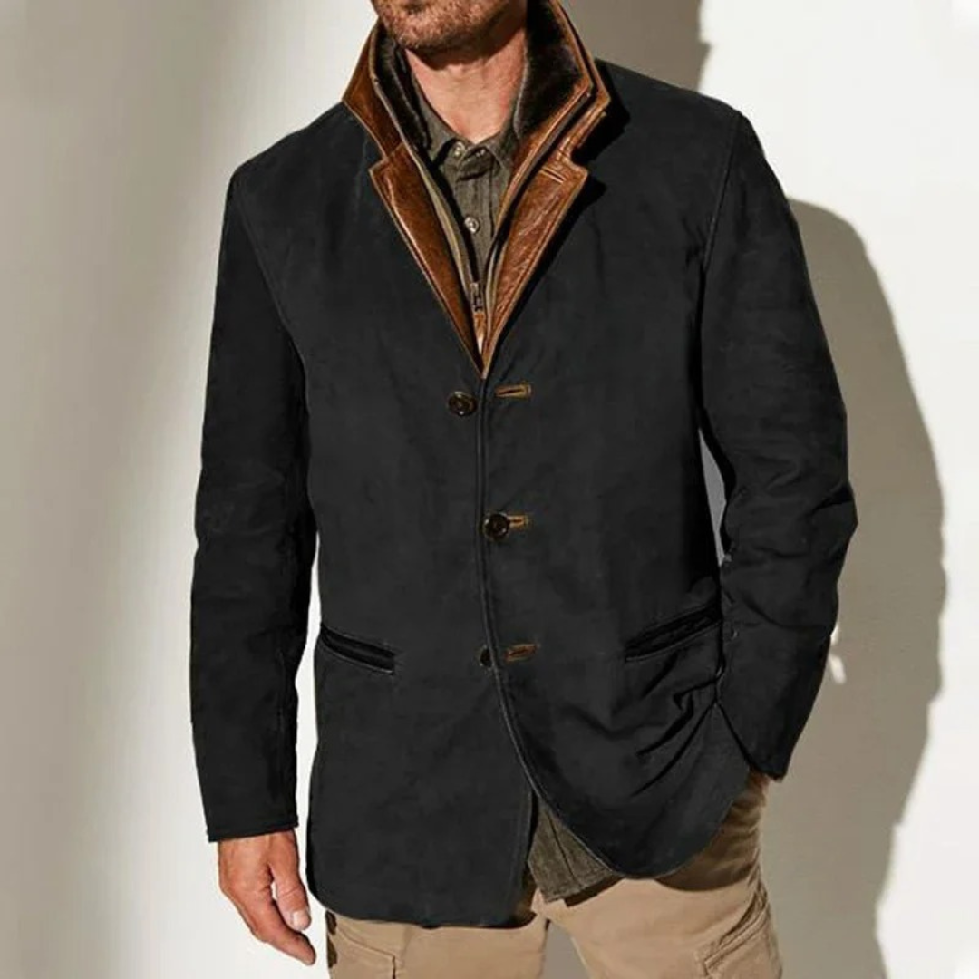Victor | Giacca vintage in suede con dettagli in pelle