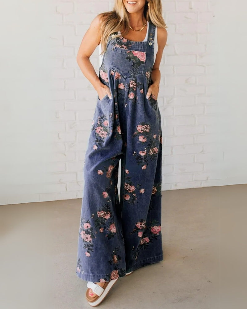 Élodie | Salopette in denim floreale