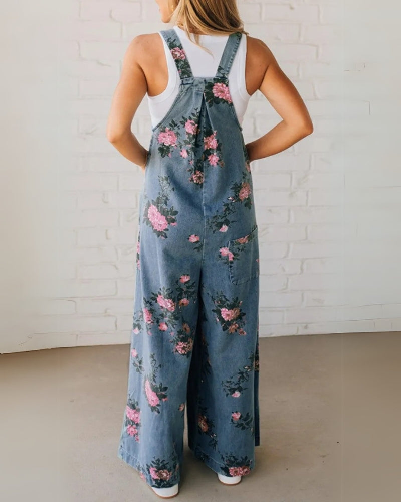 Élodie | Salopette in denim floreale