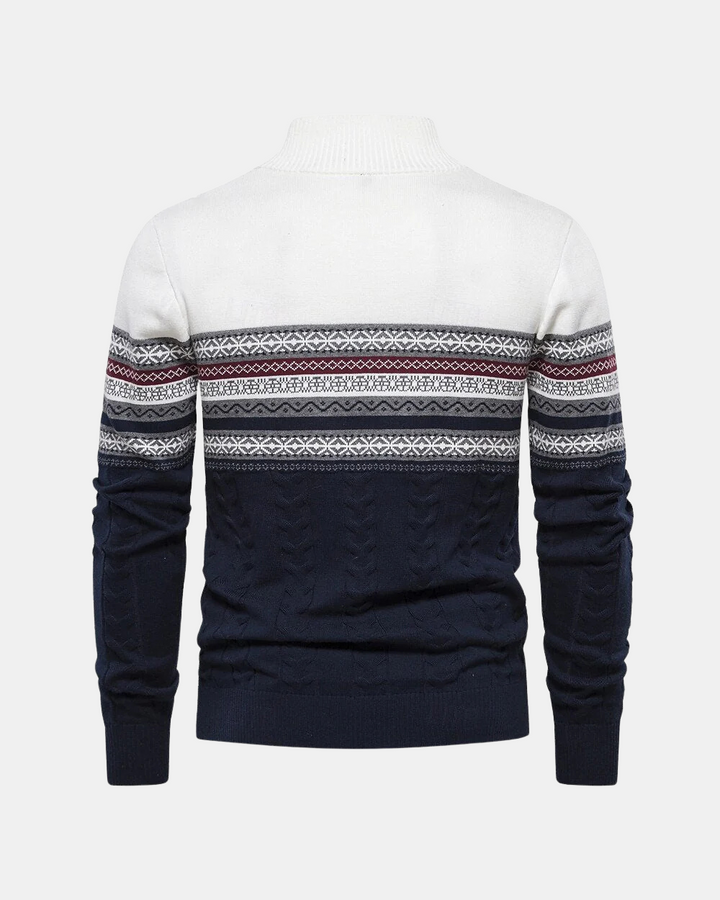 Maglione con zip in cotone Frederico con motivo