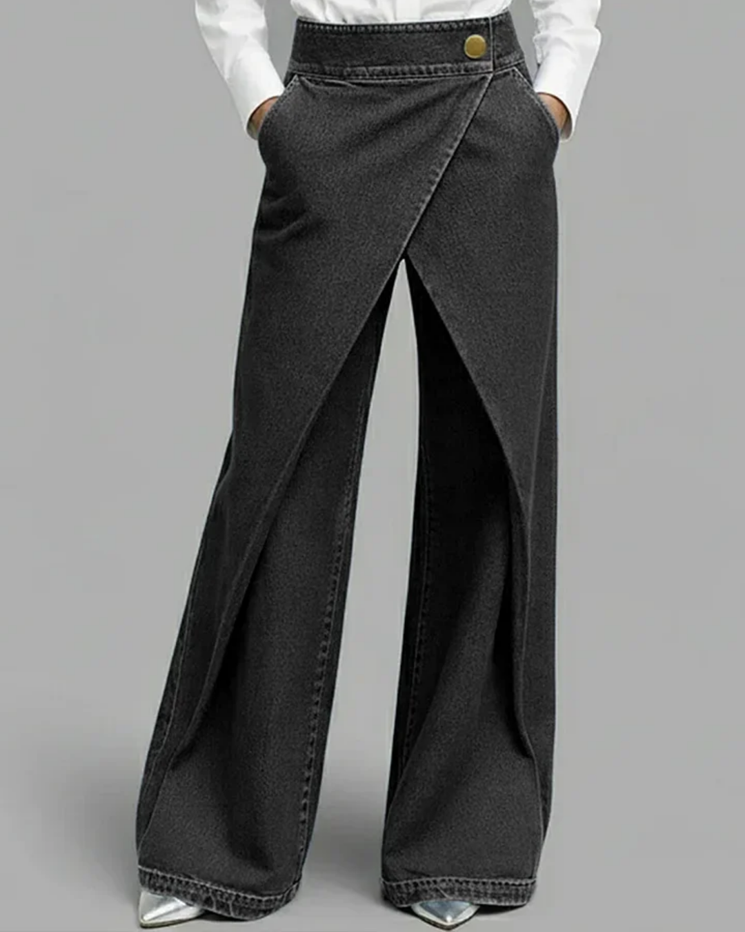 Pantaloni in denim con design a portafoglio
