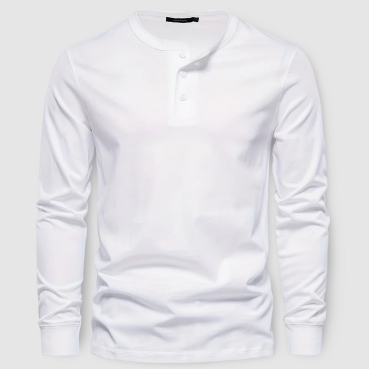 Elegante Henley in cotone a maniche lunghe
