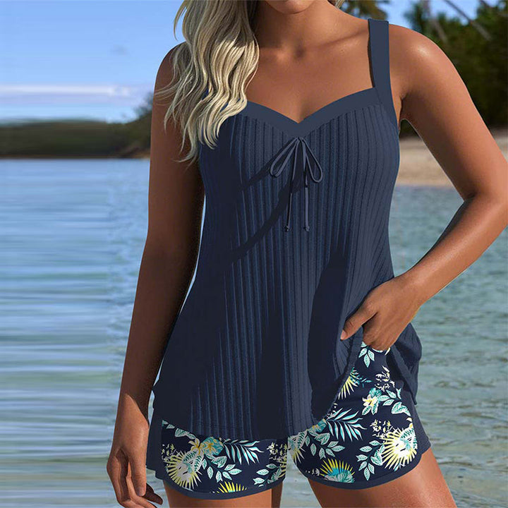 Laluna® | Tankini a righe con mutandine da spiaggia a due pezzi