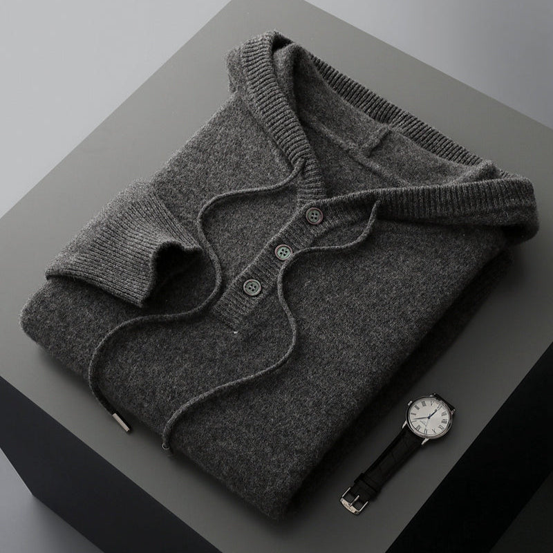 Elegante felpa con cappuccio in lana merino