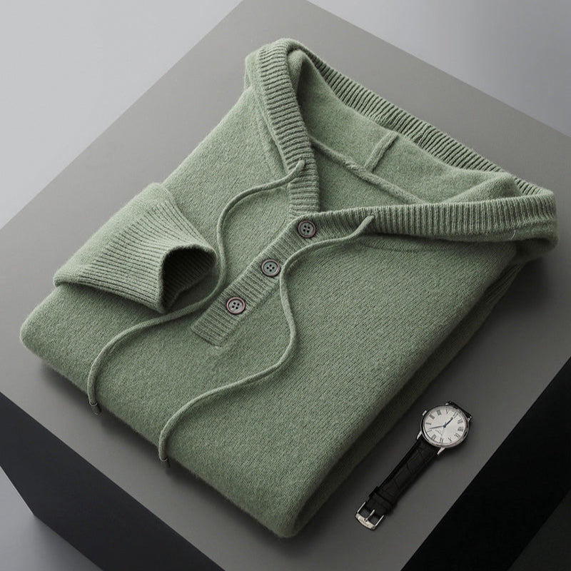 Elegante felpa con cappuccio in lana merino