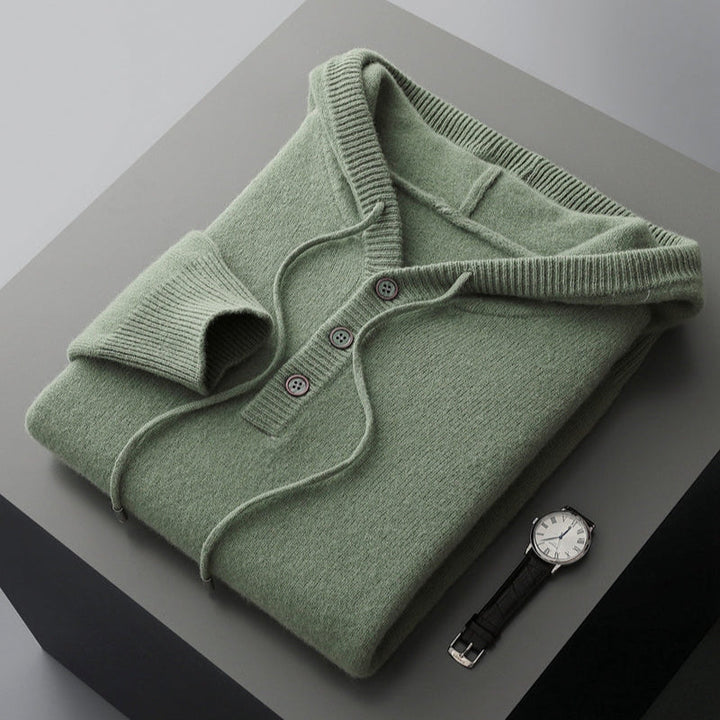 Elegante felpa con cappuccio in lana merino