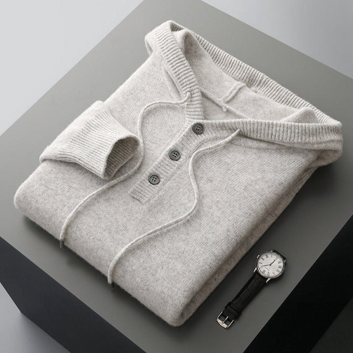 Elegante felpa con cappuccio in lana merino