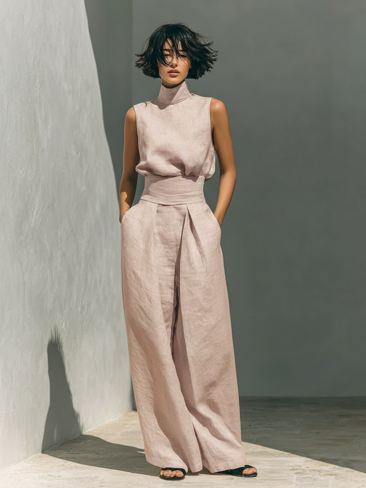 Maria – Completo elegante con canotta e pantaloni a gamba larga per donna