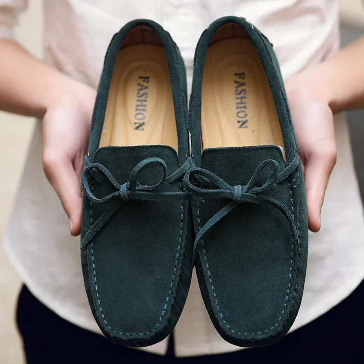 Mocassini estivi casual in pelle scamosciata
