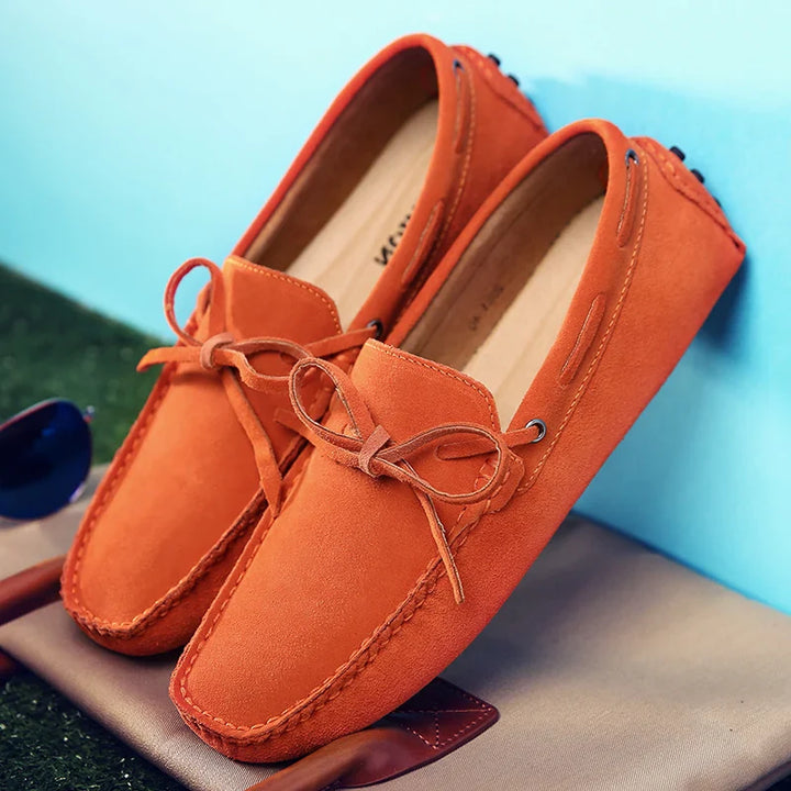 Mocassini estivi casual in pelle scamosciata