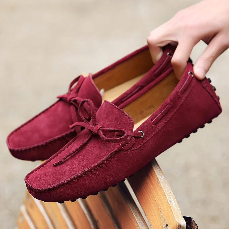 Mocassini estivi casual in pelle scamosciata
