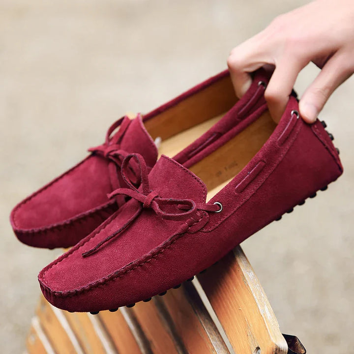 Mocassini estivi casual in pelle scamosciata