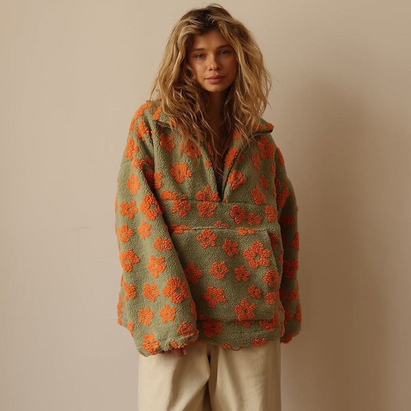 Chloé | Felpa in Pile Boho con Stampa Floreale