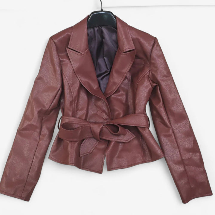 Fabienne™ Giacca in pelle con cintura