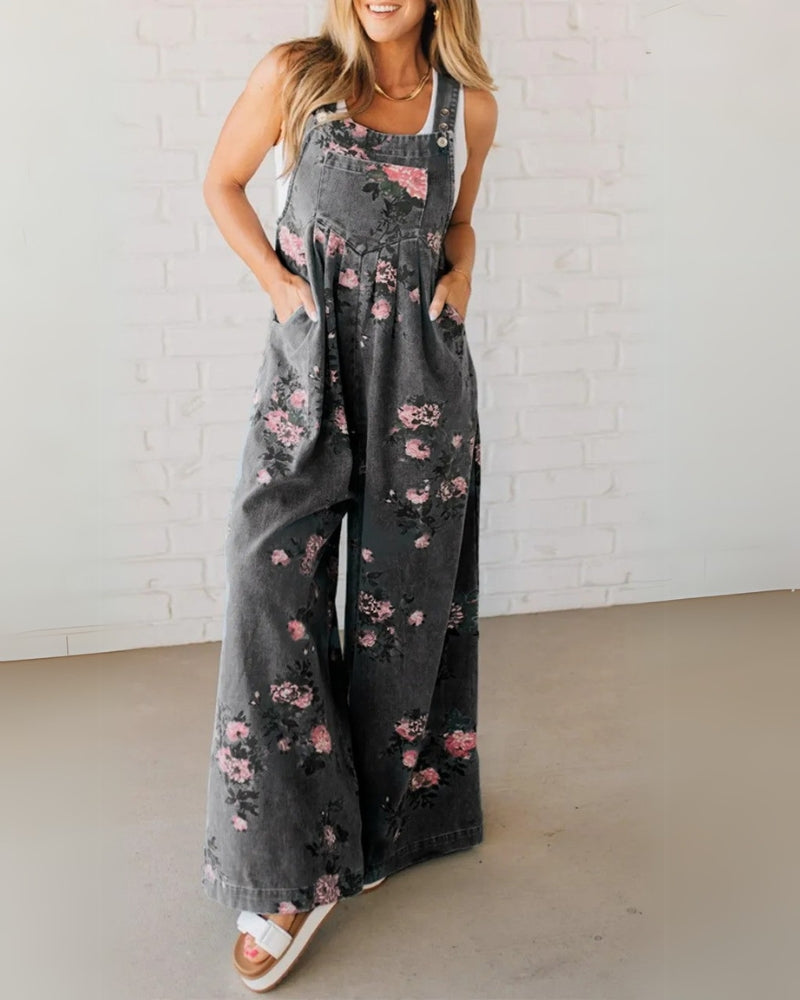 Élodie | Salopette in denim floreale