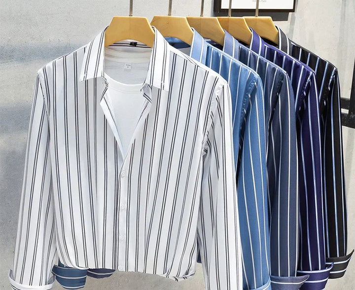 Givalli - Camicia da uomo a righe eleganti