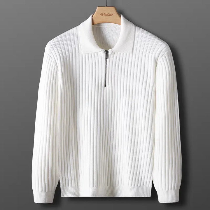 Elegante maglione con zip e motivo a righe