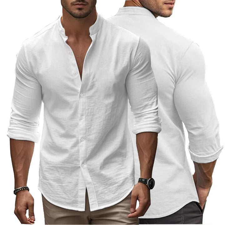 Camicia estiva casual in cotone e lino