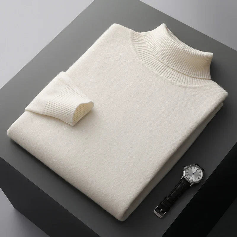 Maglione a collo alto in lana merino Monaco