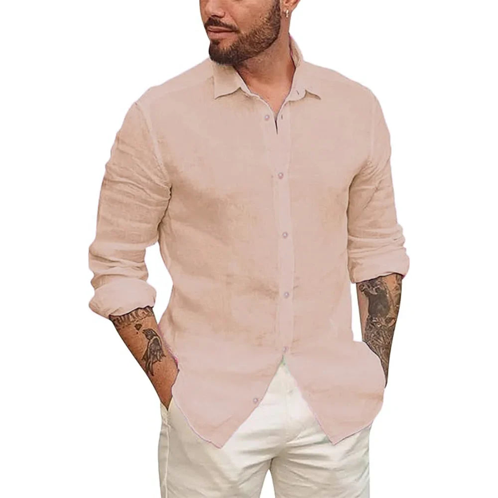 Camicia hawaiana in cotone e lino