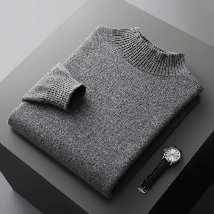 Elegante maglione a collo alto in lana merino