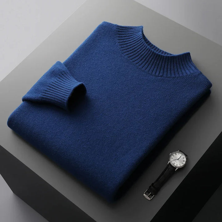 Elegante maglione a collo alto in lana merino