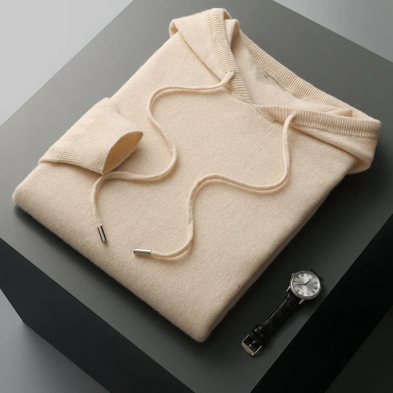 Elegante felpa con cappuccio in lana australiana