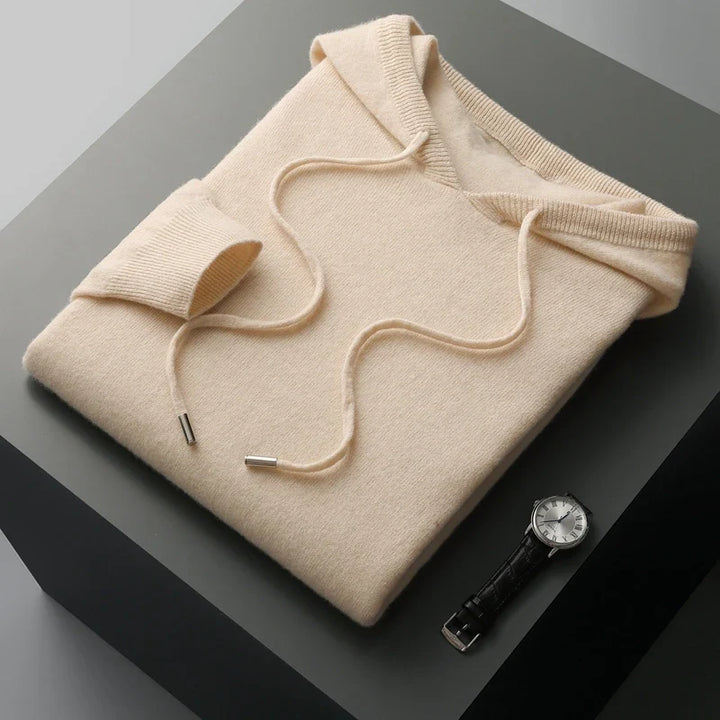 Elegante felpa con cappuccio in lana australiana
