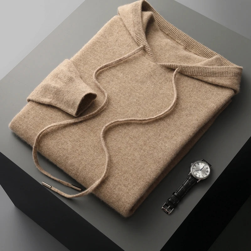 Elegante felpa con cappuccio in lana australiana
