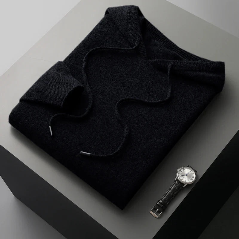 Elegante felpa con cappuccio in lana australiana