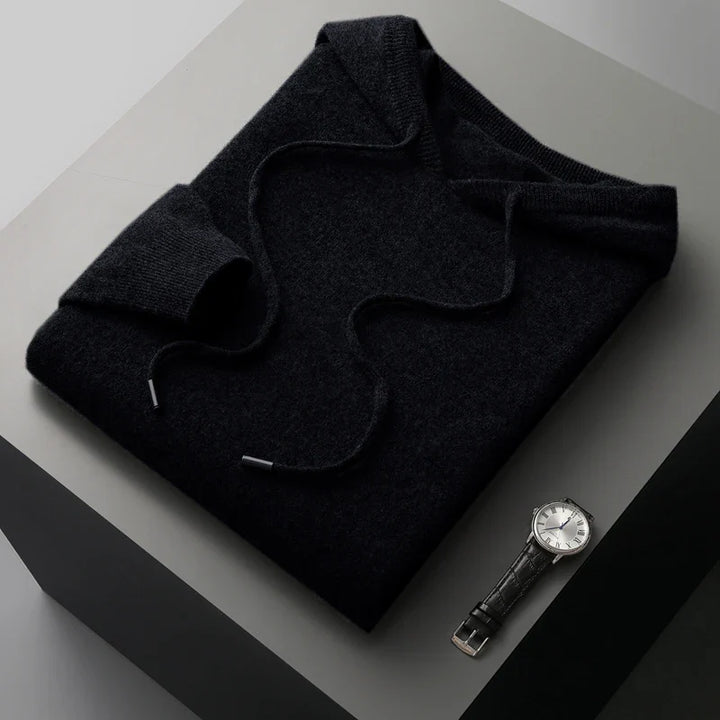 Elegante felpa con cappuccio in lana australiana