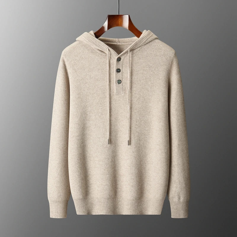 Elegante felpa con cappuccio in lana merino