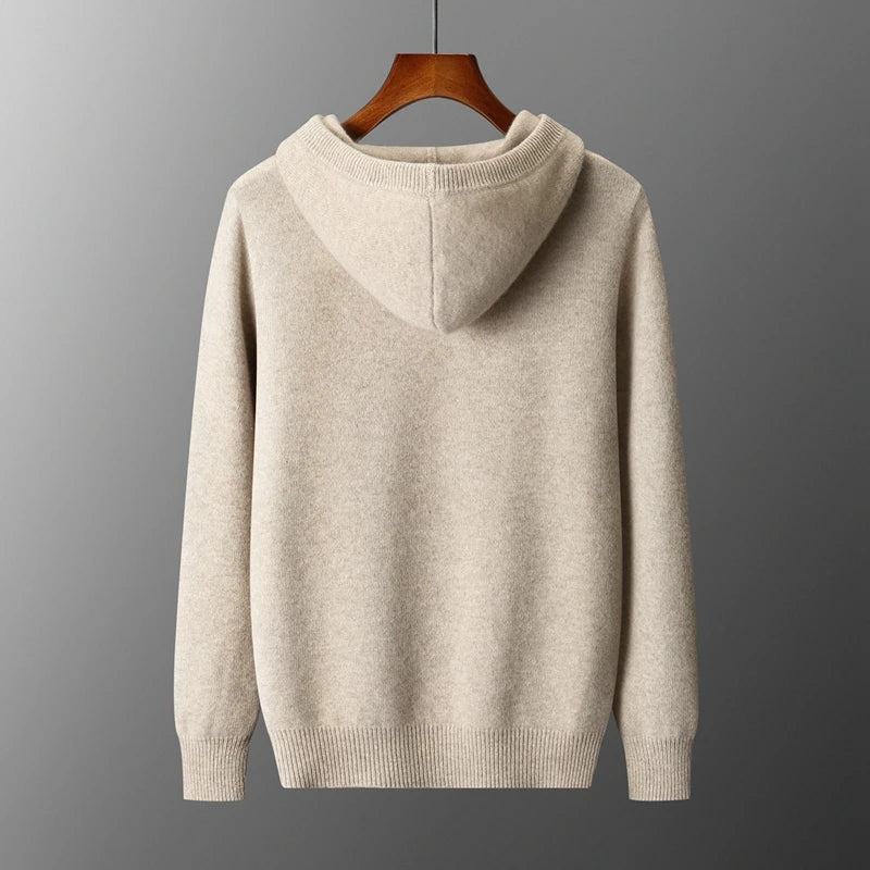 Elegante felpa con cappuccio in lana merino