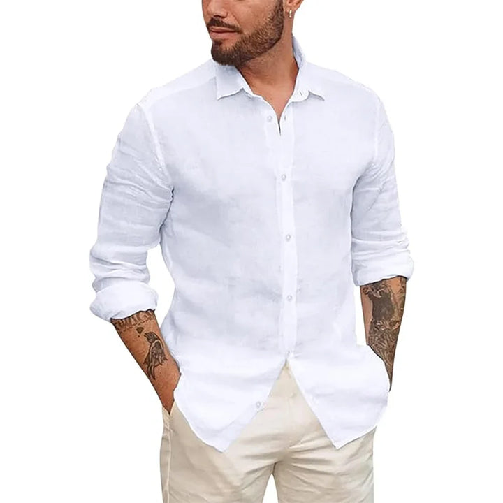 Camicia hawaiana in cotone e lino