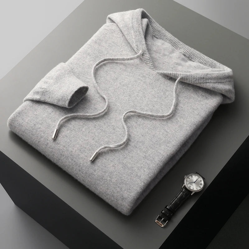 Elegante felpa con cappuccio in lana australiana